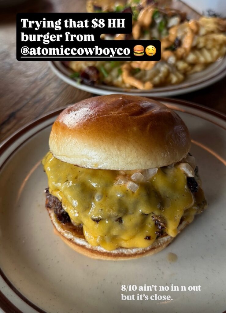 happy hour smashburger from Atomic Cowboy Fat Sullys Denver